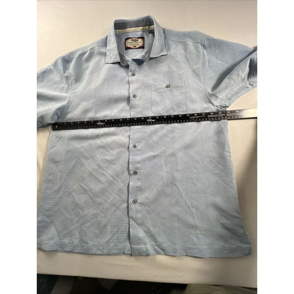 Bahama Bay Club Membership Men's Relaxed Fit Blue Floral SS Shirt Size Large